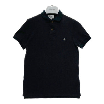 Vivienne Westwood MAN ヴィヴィアンウェストウッドマン オーブ刺繡 鹿の子 ポロシャツ ブラック Size 44 瑞穂店