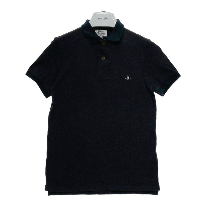 Vivienne Westwood MAN ヴィヴィアンウェストウッドマン オーブ刺繡 鹿の子 ポロシャツ ブラック Size 44 瑞穂店