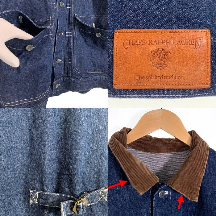 CHAPS RALPH LAUREN チャｯプス ラルフローレン デニムジャケット インディゴ 襟コーデュロイ バックルバック Size M 福生店
