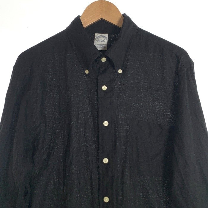 Brooks Brothers ブルックスブラザース リネン 麻 長袖 ボタンダウン シャツ ブラック Size L 福生店