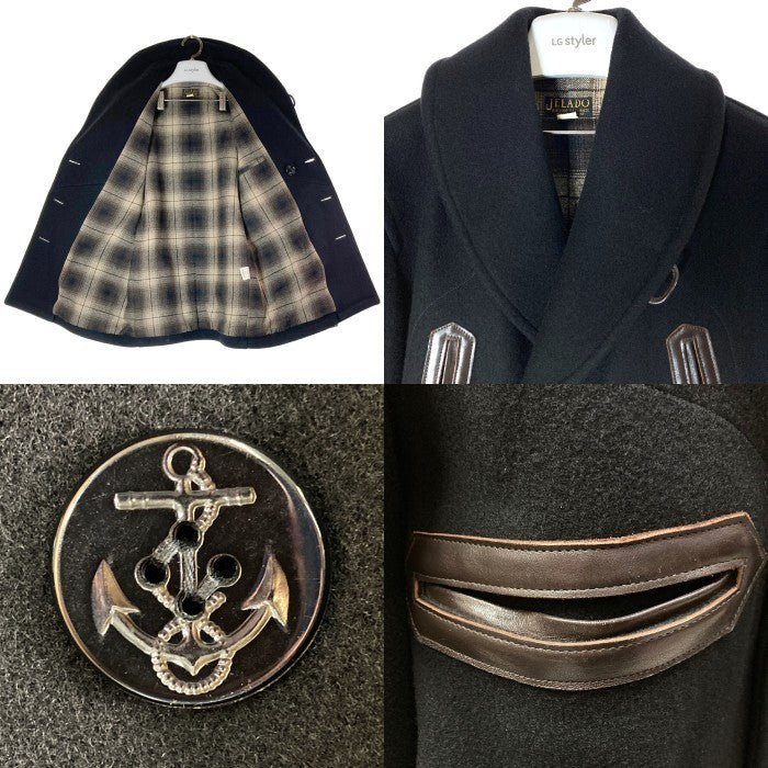 JELADO ジェラード DONKEY COAT ドンキーコート  レザー切り替え ピーコート ブラック size38 瑞穂店