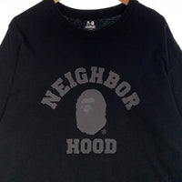A BATHING APE アベイシングエイプ NEIGHBORHOOD ネイバーフッド プリントTシャツ ブラック 001TEJ231901C Size 3XL 福生店