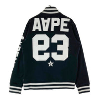 AAPE エーエイプ ASW3035 前後プリント 袖ロゴ スウェットスタジャン ブラック sizeL 瑞穂店