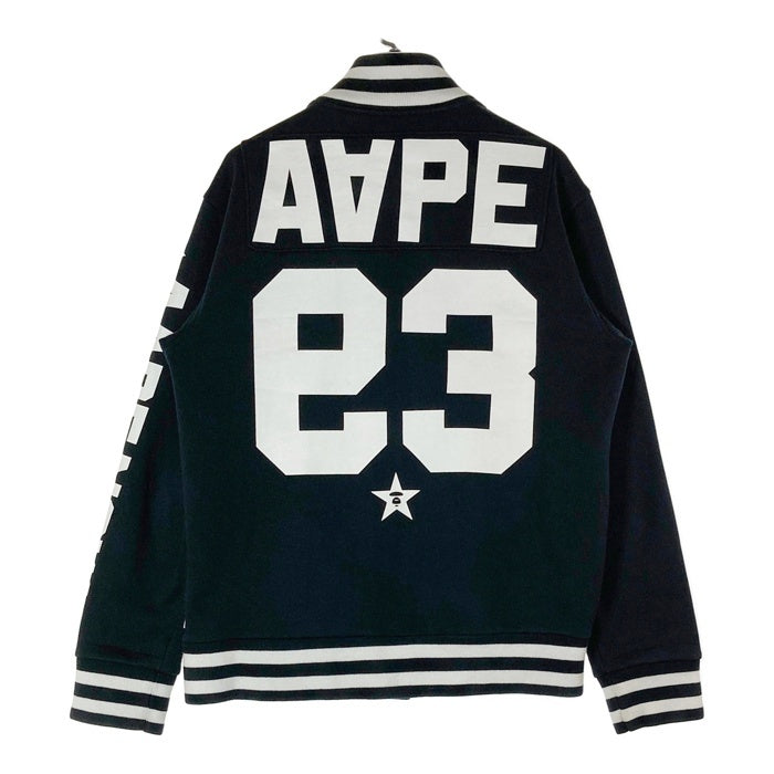AAPE エーエイプ ASW3035 前後プリント 袖ロゴ スウェットスタジャン ブラック sizeL 瑞穂店
