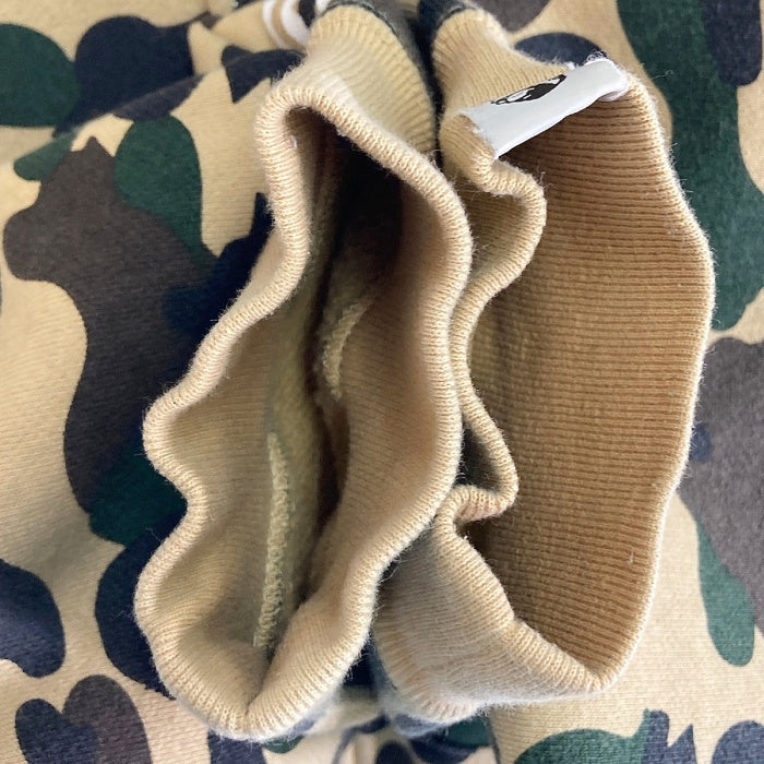 A BATHING APE アベイシングエイプ 初期フランケンタグ TIGER SHARK WIDE FULL ZIP DOUBLE HOODIE タイガー カモ シャーク フルジップパーカー カーキ sizeL 瑞穂店