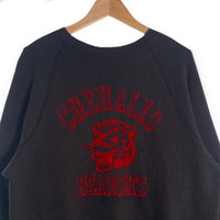 WAREHOUSE ウエアハウス Lot409 CHEHALIS BEARCATS ラグランスリーブ クルーネックスウェットトレーナー ブラック フロッキープリント Size 42 福生店