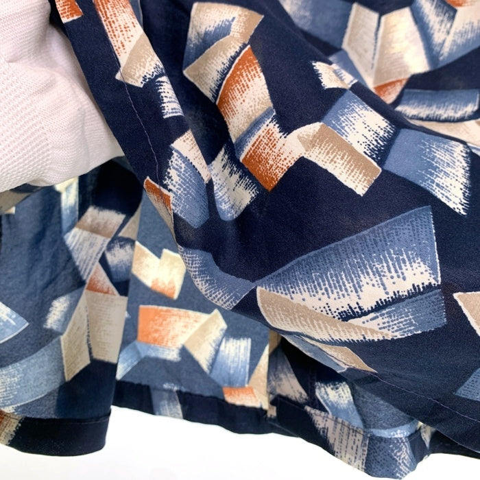 70's Sears シアーズ KINGS ROAD ポリエステル シャツ 幾何学模様 長袖 ネイビー Size M 福生店