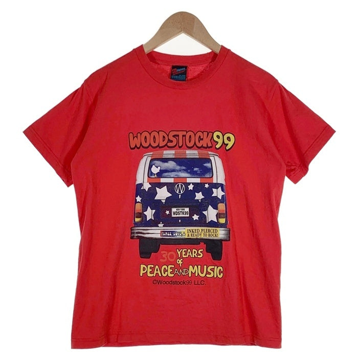 90's WOODSTOCK99 ウッドストック フェス プリントTシャツ レッド Hanes USA製 Size L 相当 福生店