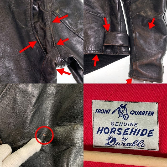 Durable デュラブル CODE33 DOUBLE RIDERS ホースハイド ワンスターダブルライダースジャケット ブラック 茶芯 レプリカ ノーブランド Size 46 福生店