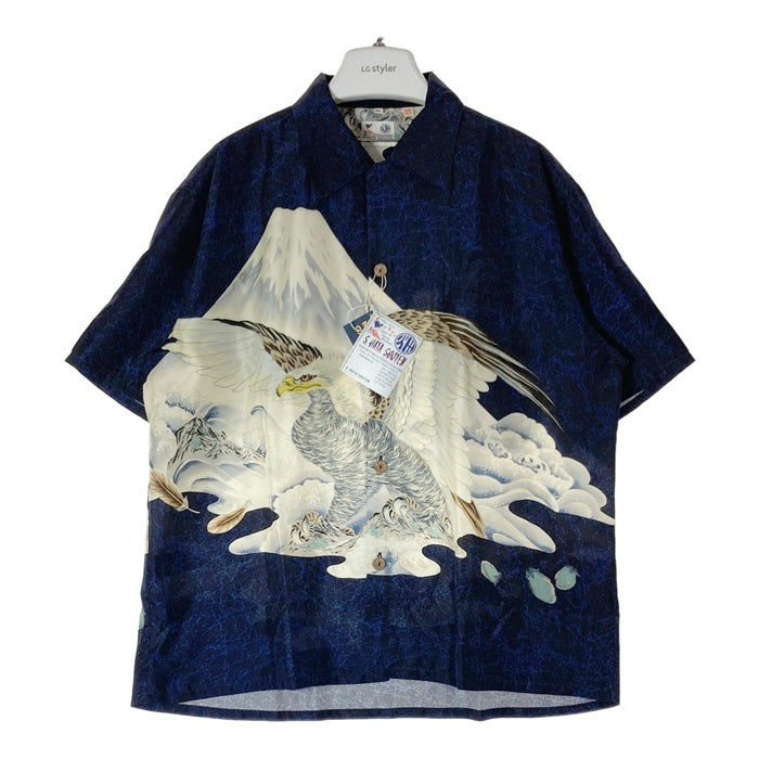 SUN SURF サンサーフ SS38850 S.HATA SHOTEN SPECIAL EDITION EAGLE & Mt. FUJI PURE SILK アロハシャツ ネイビー sizeXL 瑞穂店