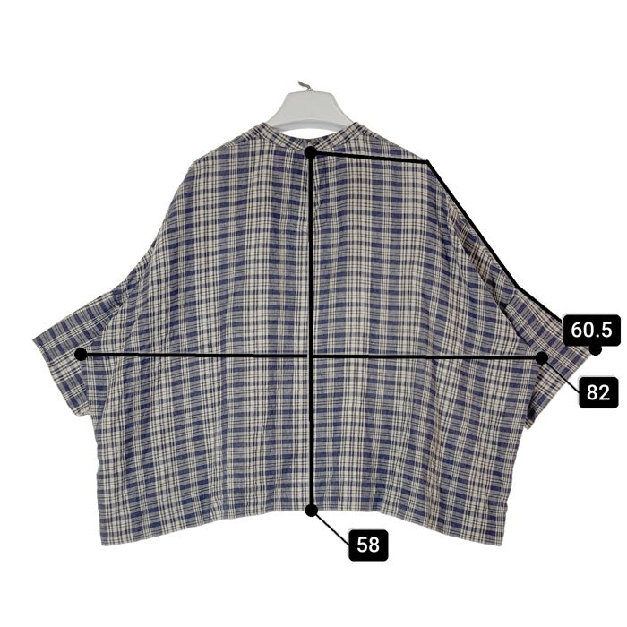 ARTS&SCIENCE アーツアンドサイエンス 0242-L6092-1211 チェック リネンブラウス シャツ プルオーバー ネイビー Size1 瑞穂店
