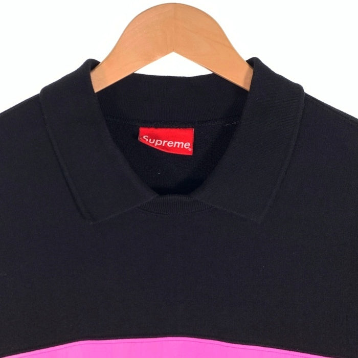 SUPREME シュプリーム 17AW Polo Crewneck ポロクルーネック スウェットトレーナー ブラック ピンク Size L 福生店