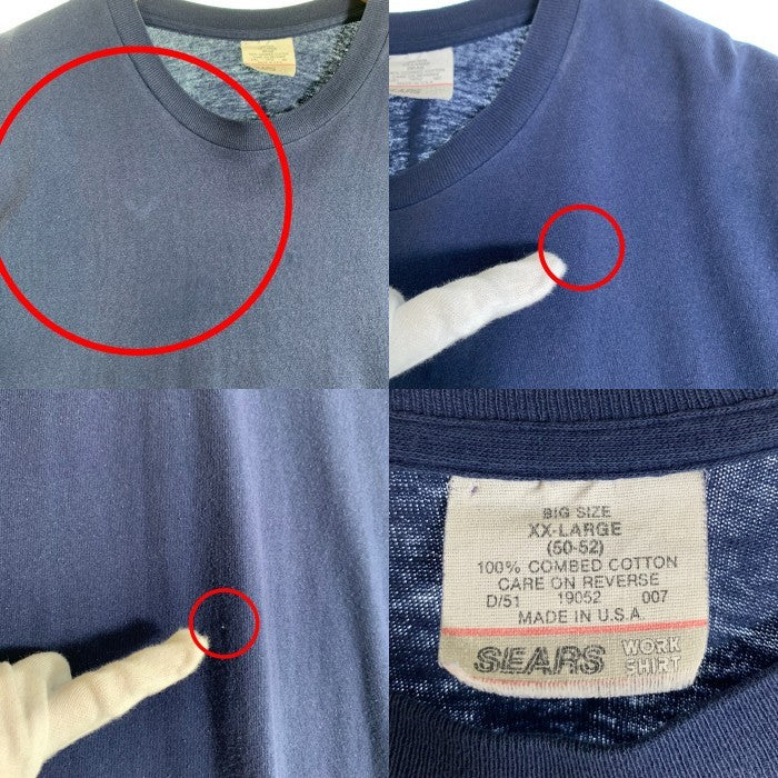 90's Sears シアーズ 半袖 ポケT ポケット Tシャツ ネイビー USA製 Size XX-LARGE 福生店