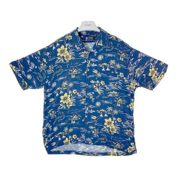 CHAPS RALPH LAUREN チャップス ラルフローレン レーヨン リネン オープンカラーシャツ ネイビー 半袖 アロハ Size L 瑞穂店