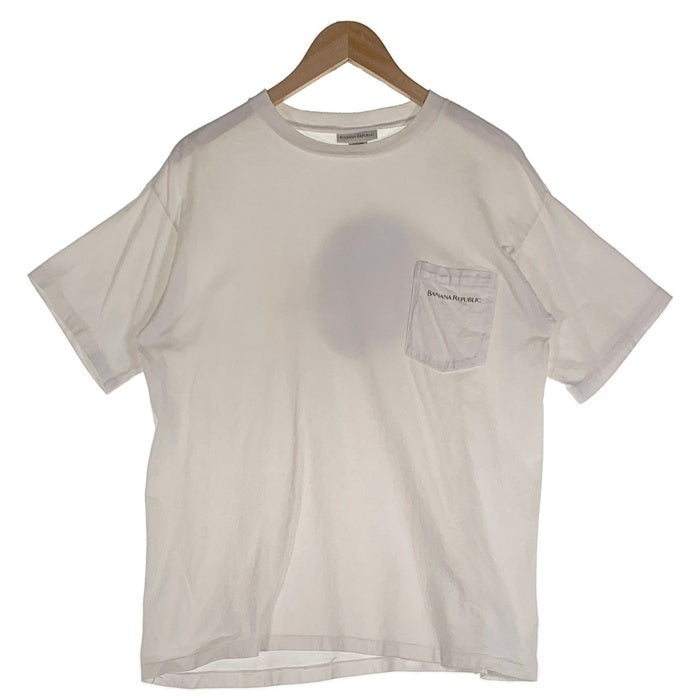 90`s BANANA REPUBLIC バナナリパブリック プリント ポケットTシャツ ホワイト USA製 Size M 福生店