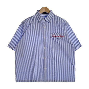 VAUCLUSE STUDIOS Striped Signature Short Sleeve Shirt ストライプシャツ 半袖 ライトブルー Size M 福生店