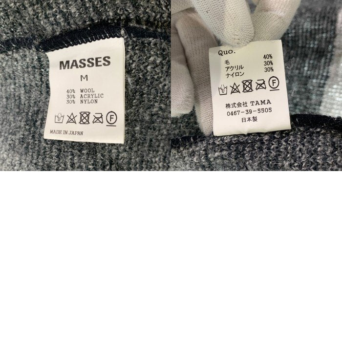 MASSES マシス アーガイル ウールニットカーディガン アクリル ナイロン ブラック グレー Size M 福生店