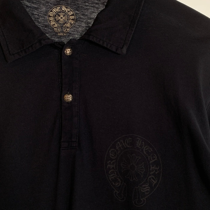 CHROME HEARTS クロムハーツ クロスボールボタン 長袖 ポロシャツ ブラック Size M 福生店