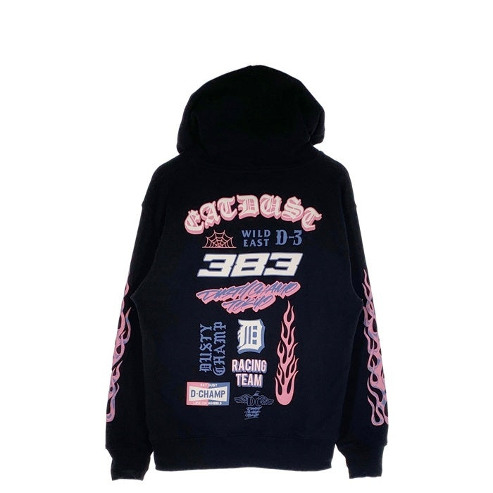 HIDE AND SEEK ハイドアンドシーク DUSTYCHAMP ダスティチャンプ Flame Hooded Sweat Shirt フレイム プルオーバースウェットパーカー ブラック Size M 福生店