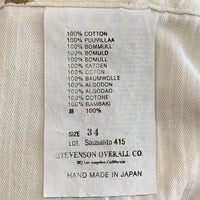 STEVENSON OVERALL スティーブンソンオーバーオール Sausalito-415 アーミーチノトラウザー パンツ ベージュ Size 34 福生店