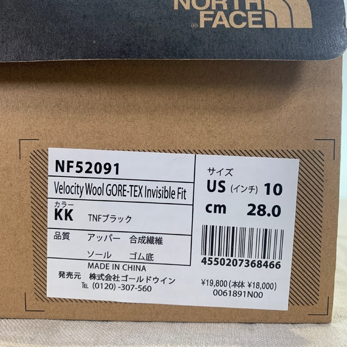 THE NORTH FACE ノースフェイス ベロシティ ウール ローカットスニーカー ブラック GORE-TEX NF52091 Size 28cm 福生店