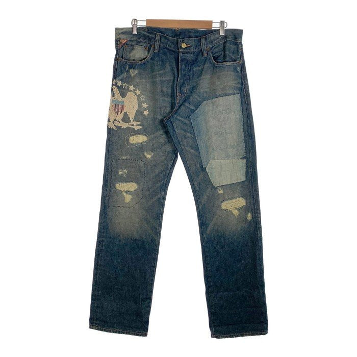 DENIM&SUPPLY RALPH LAUREN デニムアンドサプライ ラルフローレン ストレートデニムパンツ USED ダメージ リペア加工 インディゴ Size 33×30 福生店