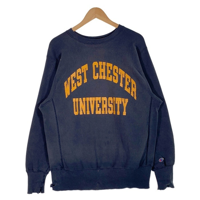 90's Champion チャンピオン WEST CHESTER UNIVERSITY リバースウィーブ カレッジ クルーネックスウェットトレーナー ネイビー 刺繡タグ Size L 福生店