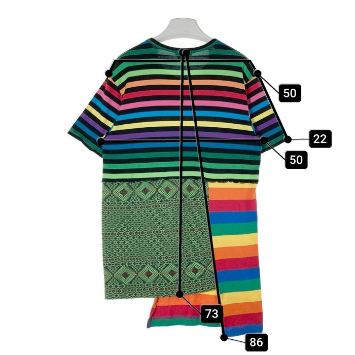 COMME ddes GARCONS HOMME PLUS コムデギャルソンオムプリュス PF-T005 AD2020 マルチボーダー 再構築Tシャツ ブラック sizeM 瑞穂店