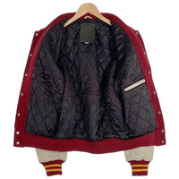 80-90's GOLDEN BEAR ゴールデンベアー 袖レザー ウール スタジアムジャケット スタジャン ボルドー クリーム USA製 Size M 福生店
