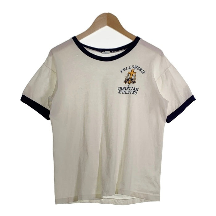 70's 80's Champion チャンピオン バータグ FFELLOWSHIP CHRISTIAN ATHLETES リンガー Tシャツ ホワイト ネイビー Size M 福生店