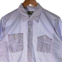 SUGAR CANE Light シュガーケーンライト ガチャポケ ストライプシャツ マチ 長袖 ホワイト ブルー Size M 福生店