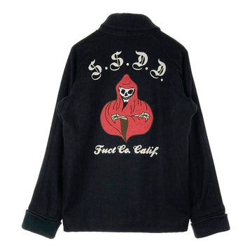 FUCT ファクト SSDD 両面刺繍 袖レザースタジャン ファラオジャケット ブラック sizeS 瑞穂店