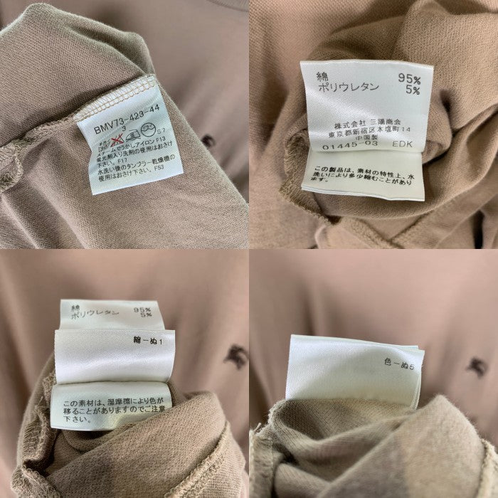 BURBERRY BLACK LABEL バーバリーブラックレーベル ホース刺繡 コットン ポリウレタン Tシャツ ブラウン BMV73-423-44 Size 3 福生店