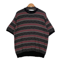 HUF ハフ TT JACQUARD SWEATER CREW クルーネック ジャガードセーター 半袖 ブラック コットン Size L 福生店