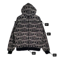 THE BLACK EYE PATCH ブラックアイパッチ DOLLAR BILL COVERED ZIP HOODIE ジップアップパーカー 内サーマル ブラック Size L 福生店