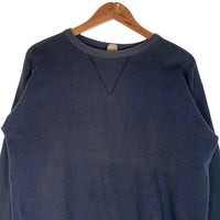 40-50's BRENT 前V フリーダムスリーブ クルーネックスウェットトレーナー ネイビー 貼り付けガゼット Size M 相当 福生店