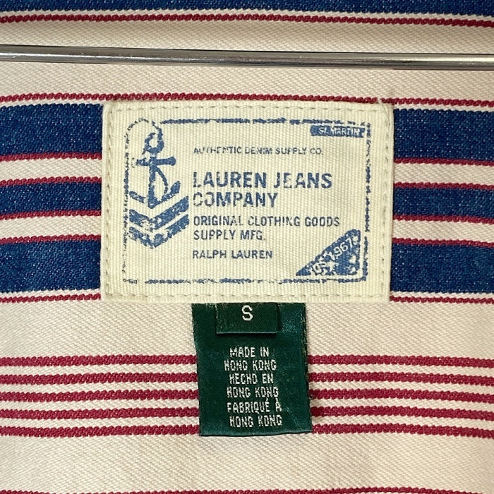 LAUREN JEANS COMPANY ローレンジーンズカンパニー ストライプ デニム カバーオール インディゴ×ホワイト sizeS 瑞穂店