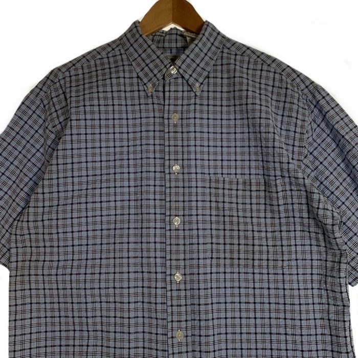 L.L.Bean エルエルビーン シアサッカー ボタンダウンチェックシャツ 半袖 ライトブルー Size M 福生店