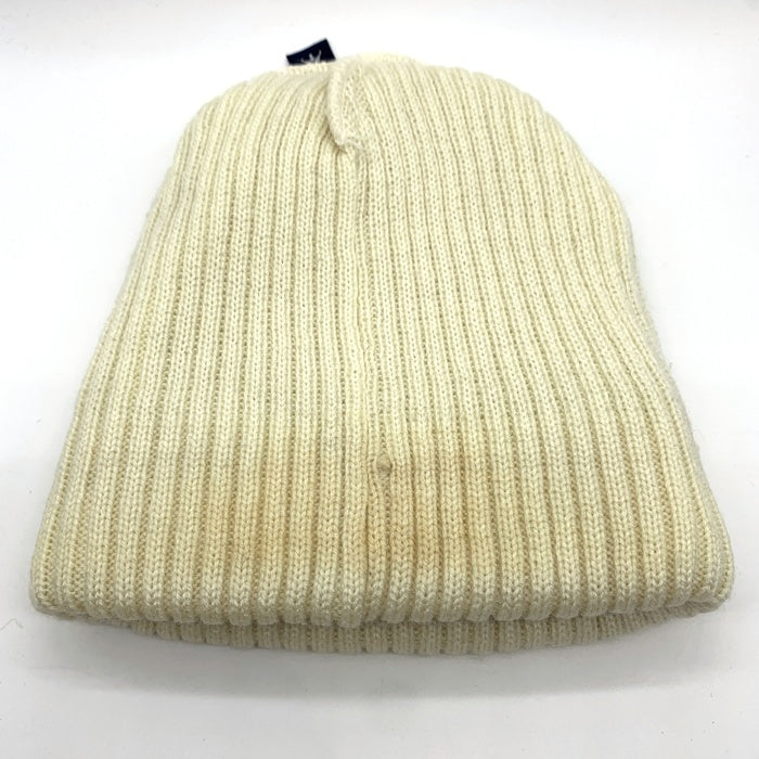 90's~ STUSSY ステューシー ケーブルニットラインビーニーキャップ クリーム ネイビー 刺繡 アクリル 紺タグ 福生店