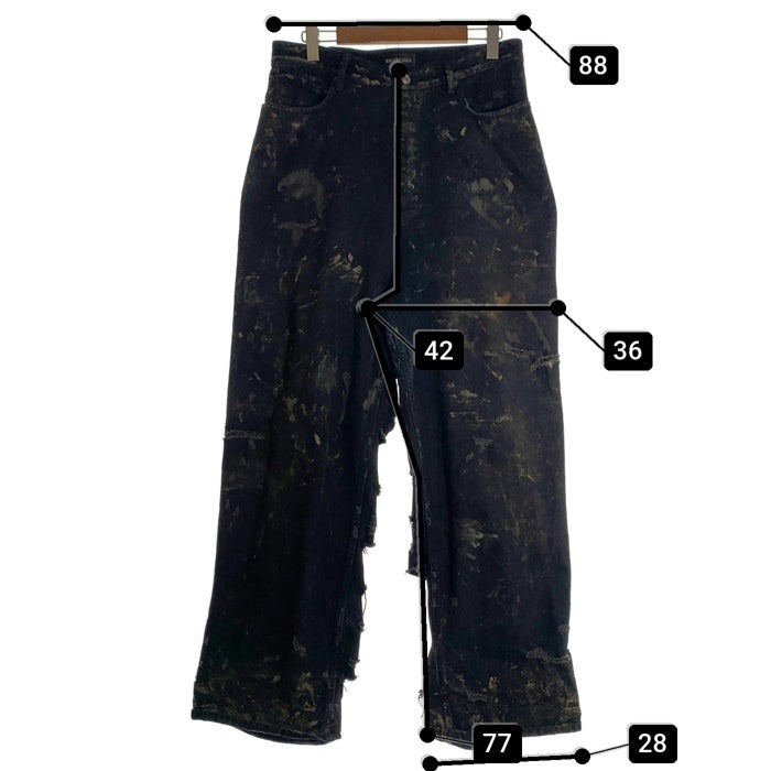 BALENCIAGA バレンシアガ 23SS SUPER DESTROYED BAGGY スーパーデストロイ バギージーンズ ダメージ加工 ブラック 745248 Size S 福生店