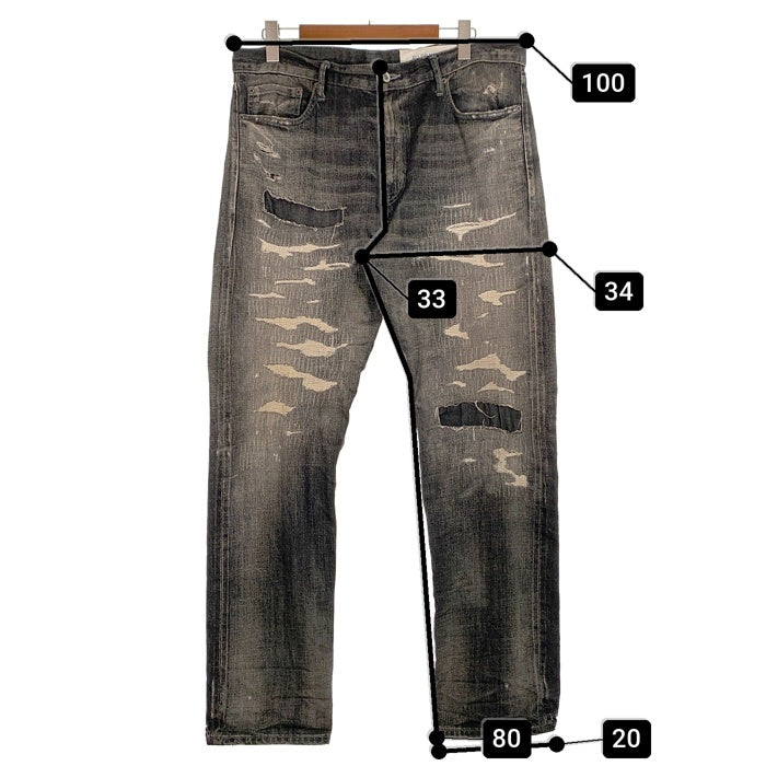NEIGHBORHOOD ネイバーフッド 21SS SCRATCH SAVAGE DENIM PANT スクラッチサベージデニムパンツ ダメージ/リペア加工 211XBNH-PTM08 グレー Size XL 福生店