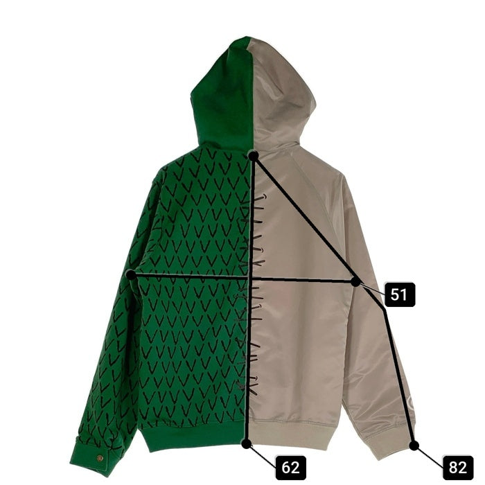 A BATHING APE アベイシングエイプ AMBUSH アンブッシュ ハーフシャーク アリゲーターフルジップパーカー ナイロン切替スウェット グレー グリーン Size M 福生店