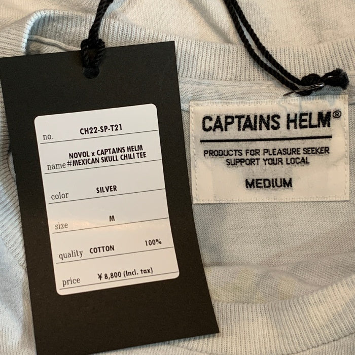 CAPTAINS HELM キャプテンズヘルム NOVOL MEXICAN SKULLCHILI TEE メキシカンスカル プリントTシャツ シルバー CH22-SP-T21 Size M 福生店