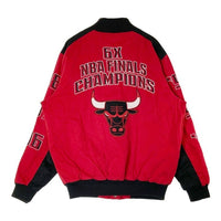 NBA CHICAGO BULLS シカゴ・ブルズ 6x NBA FINALS CHAMPIONS 全刺繍 スタジャン レッド sizeL 瑞穂店