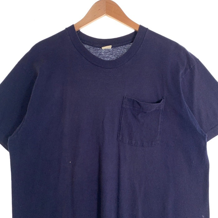 80's FRUIT OF THE LOOM フルーツオブザルーム 半袖 ポケット Tシャツ ネイビー USA製 Size XL 福生店