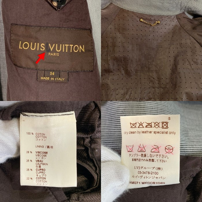 Louis Vuitton ルイヴィトン コットン ステンカラーコート グレー 裏地牛革 Size 52 福生店