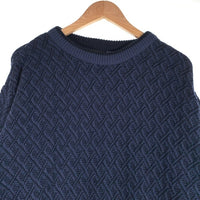 JANTZEN ジャンセン 格子柄 アクリルニットセーター ネイビー メキシコ製 Size L 福生店