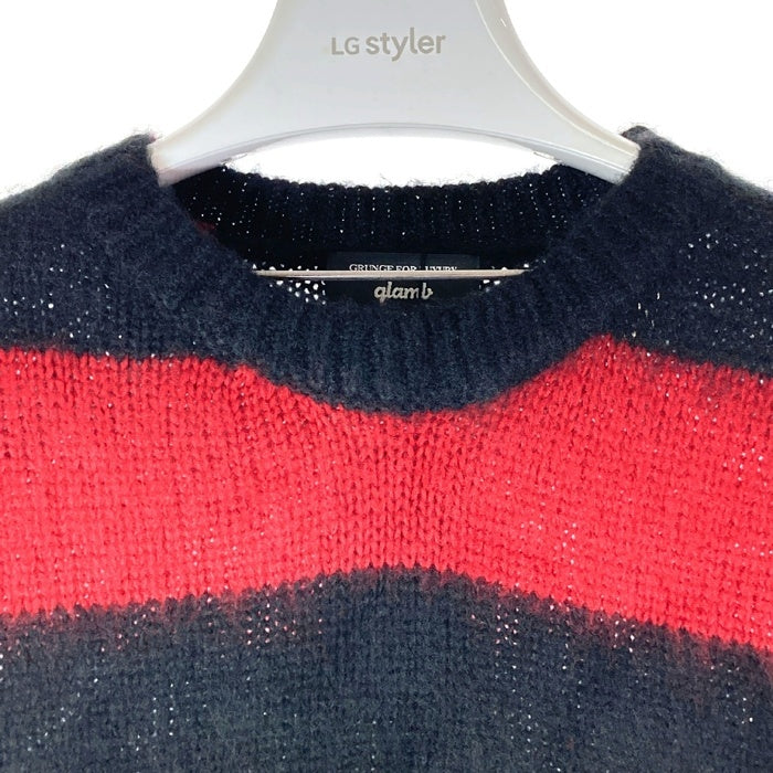 glamb グラム Terence border knit テレンズボーダーニットセーター レッド ブラック アクリル GB17WT/KNT09 Size 4 瑞穂店