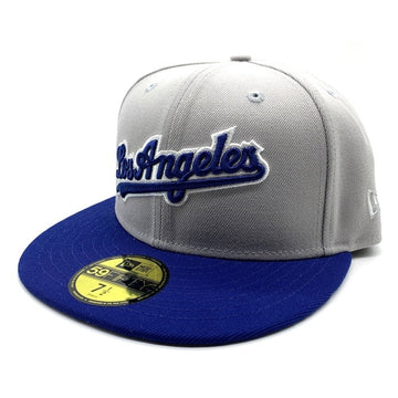 New Era ニューエラ 59FIFTY MLB ロサンゼルス・ドジャース ベースボールキャップ グレー ブルー Size 7 1/2 (59.6cm) 福生店