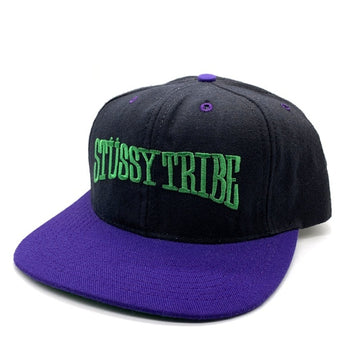 STUSSY ステューシー オールド 白タグ CAPZ TRIBE 刺繡 6パネルキャップ スナップバック ブラック パープル USA製 福生店